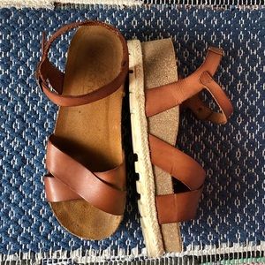 Yokono Brown Cork Platform Sandals